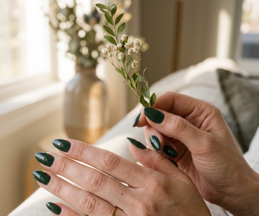 Elegant Dark Green Nails